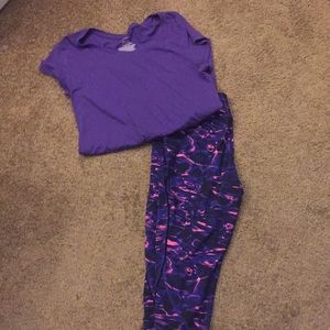Aviva black and purple legging outfit